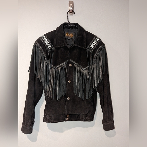 Scully Jackets & Blazers - Vintage Scully Authentic Genuine black leather jacket with black leather fringe.